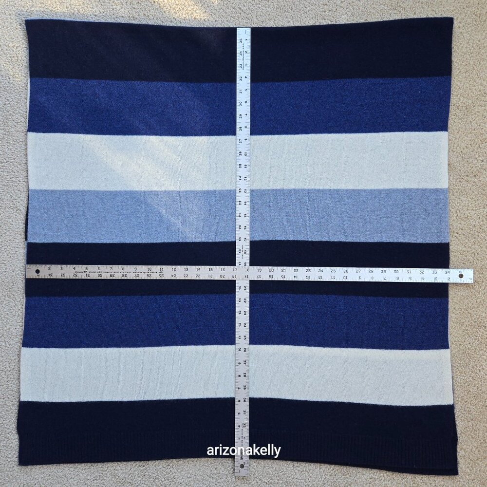 NWOT The Cashmere Project Knit Cashmere Wrap Scarf Blue & White Stripe - Picture 2 of 12